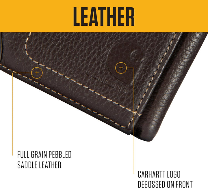 Carhartt Carteras de cuero de grano completo para hombre, diseño du...