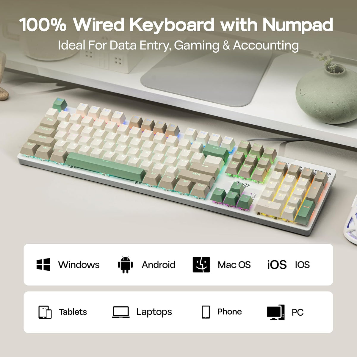 MechLands Aula S500 Teclado para juegos con cable, teclado mecánico...