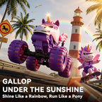 BEZGAR Camión monstruo rosa 1:18, coche de control remoto de unicornio para
