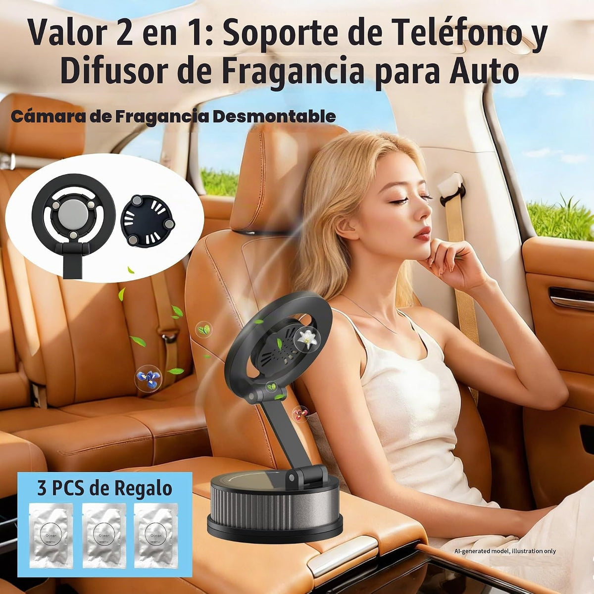 Soporte de teléfono de coche para iPhone 18 Pro Max, soporte de teléfono con succión, soporte magnético al vacío para teléfono [95+libras de succión fuerte y 2400gf magnético fuerte] para