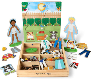 Melissa &amp; Doug Muñecas de Madera Magnéticas de Vestir de Oficio...