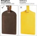 Etiqueta de equipaje de cuero genuino Ringsun para maletas, etiquetas de identificación, etiquetas de bolsa para equipaje (paquete de 6)