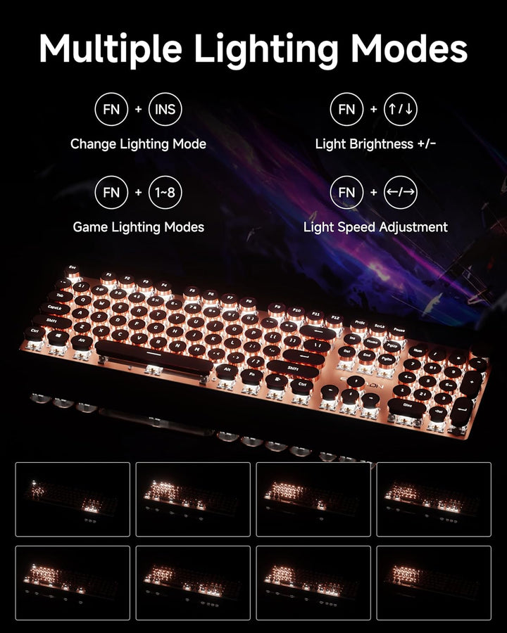 Teclado mecánico estilo máquina de escribir EWEADN, teclado de máqu...