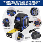 WORKPRO Cinta métrica resistente, 2 unidades de cinta métrica retráctil de