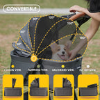 Zoosky Cochecito para mascotas 3 en 1 con transportador extraíble, cochecito plegable para perros y gatos pequeños/medianos, impermeable, todo terreno, con parasoles, asiento de coche