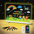 Tablero de dibujo inteligente de 14.1 x 10.9 pulgadas con control remoto de aplicación de sincronización de música, tablero de notas LED brillante con colores, tableta de dibujo con luz de neón