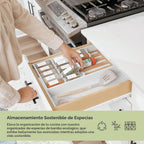 Organizador extensible para cajones de especias, bambú blanco
