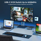 Conmutador KVM USB C para 2 computadoras 1 monitor, 4K @60Hz HDMI