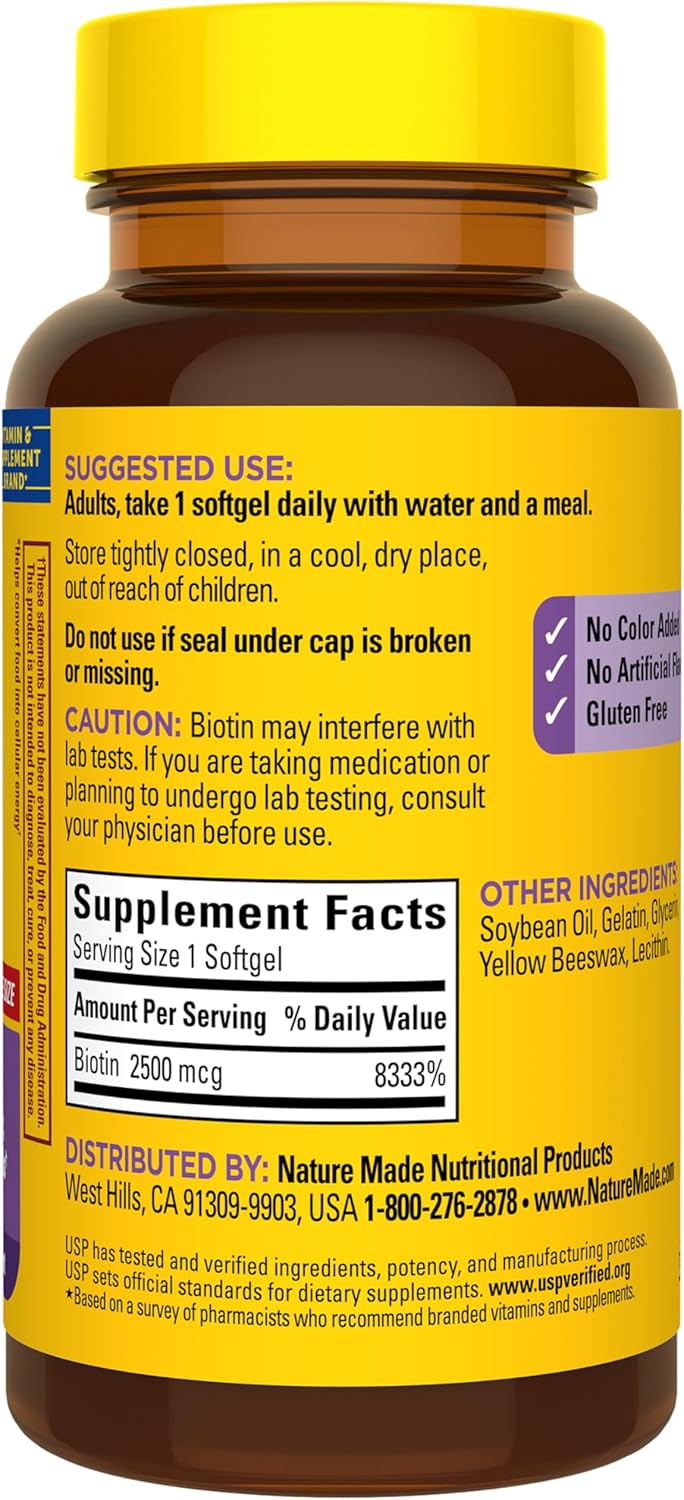 Nature Made Biotina 2500 mcg extra fuerte, suplementos de biotina q...