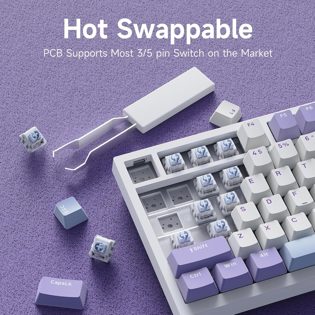 Ajazz AK820 75% Teclado mecánico para juegos con junta de cableado...