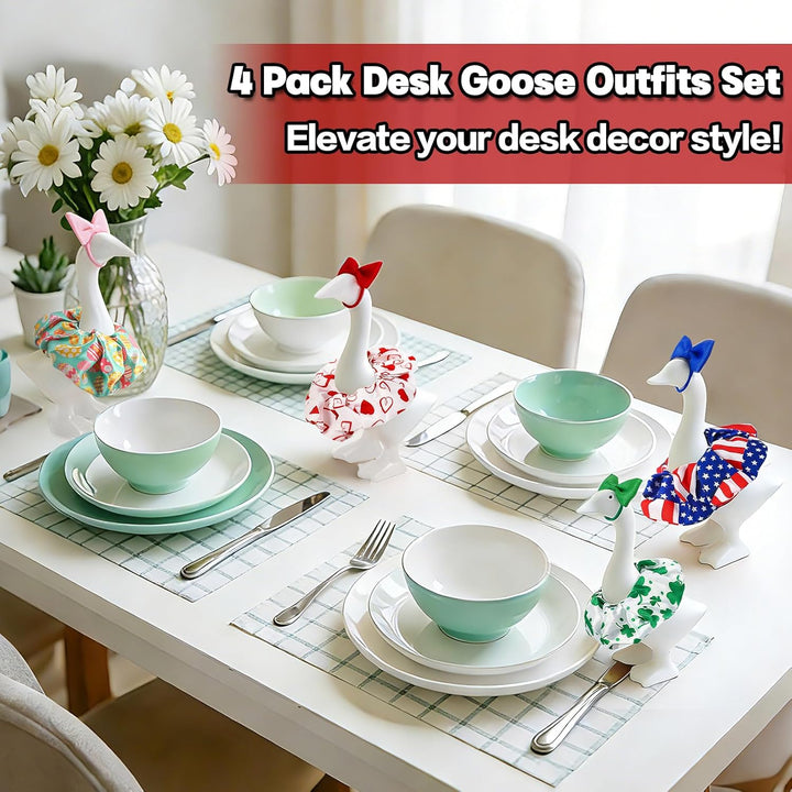 BOARDFEB Mini Desk Goose Outfits 4 Packs Holiday Desk