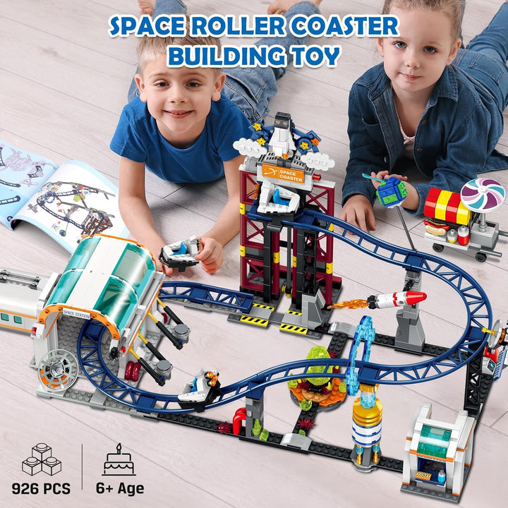 HOGOKIDS Juguete de construcción de montaña rusa espacial