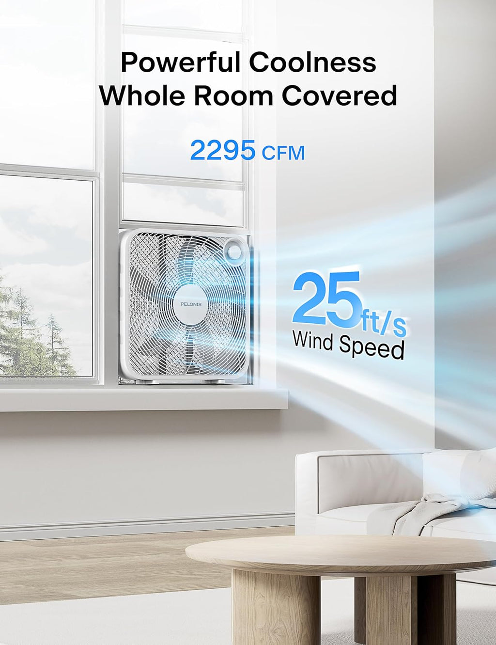 PELONIS Ventilador de caja de 3 velocidades de 20 pulgadas para dor...
