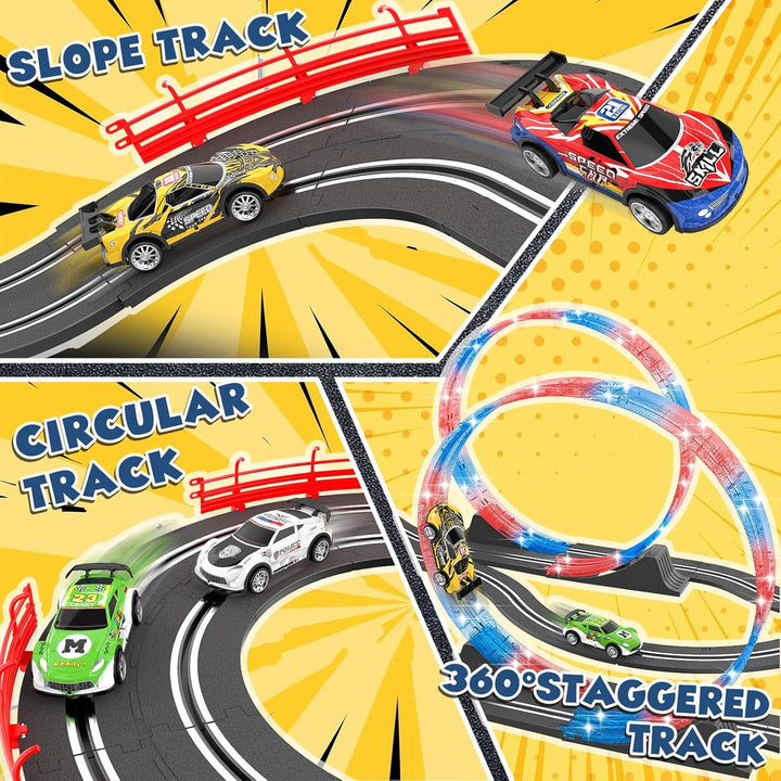 Juegos de Pistas de Carreras de Coches de Ranura con 4 Coches de Ra...