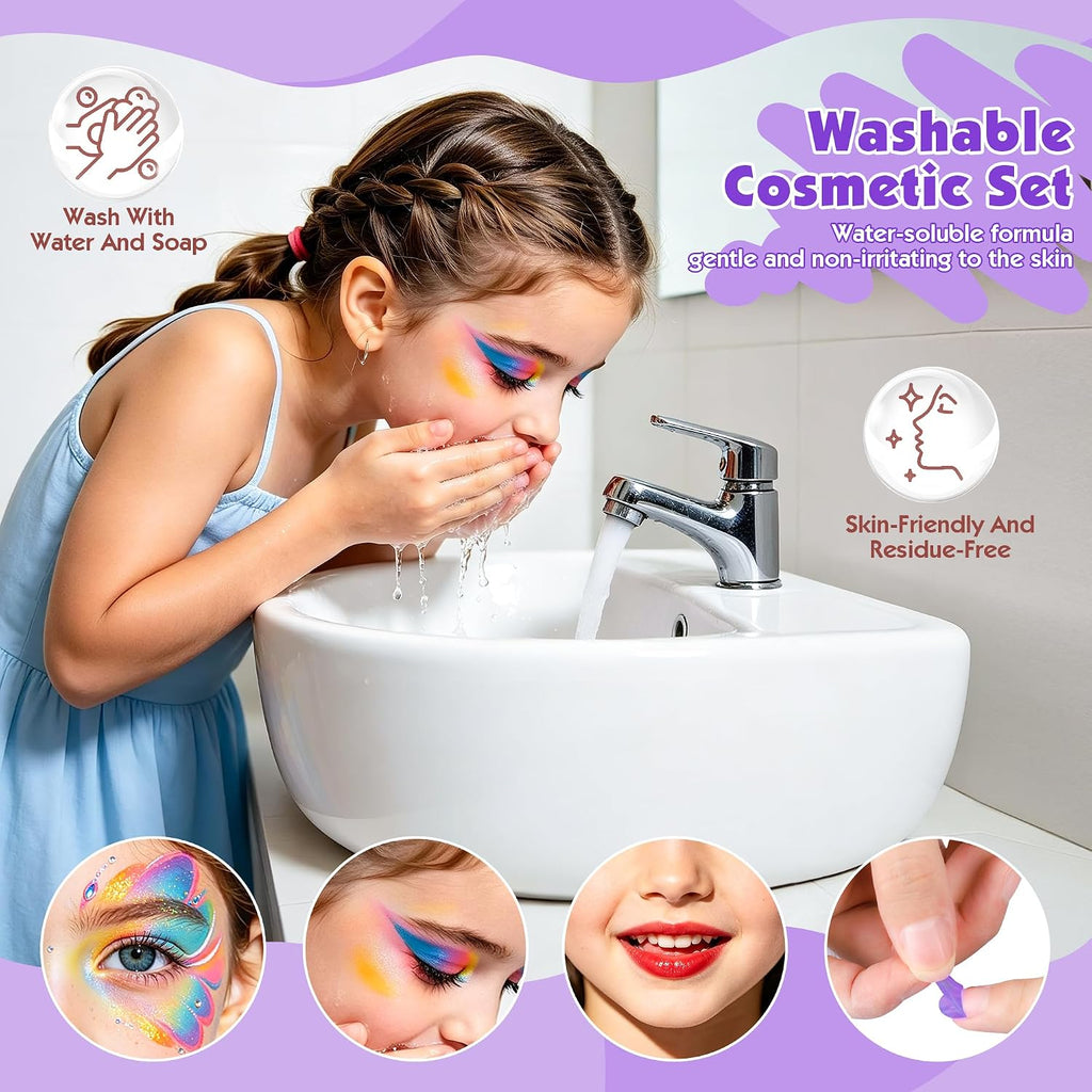 Kit de maquillaje de 59 piezas para niña, estuche de maquillaje lavable