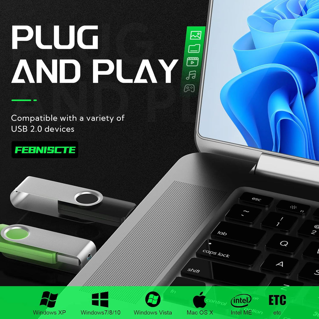 FEBNISCTE Unidad flash de 16 GB, paquete de 10 unidades, memoria US...