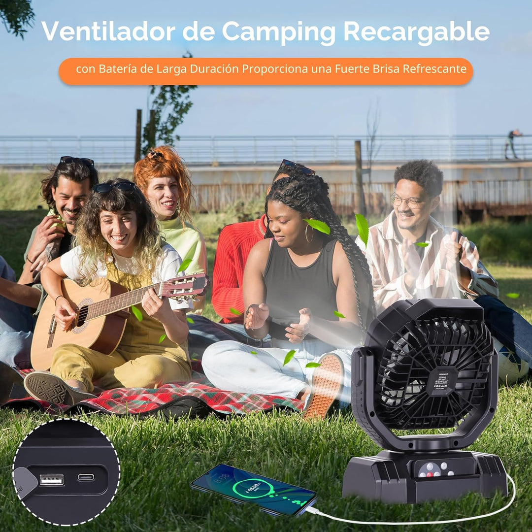 AVV Ventilador de camping recargable portátil de alta velocidad de...