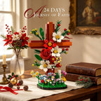 Juego de construcción de calendario de Adviento de Navidad de Jesús Cross Flower 2026, compatible con Lego, 24 días de cruz religiosa, coleccionables, cuenta regresiva, católicos, cristianos
