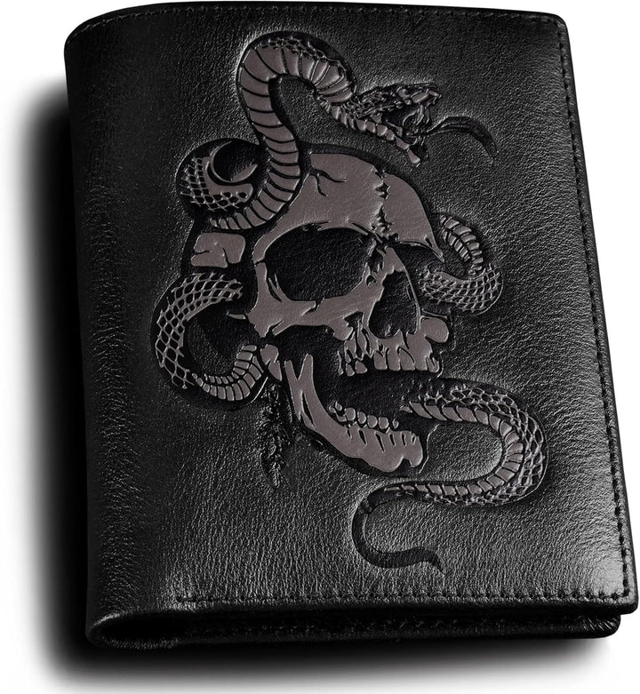 skneephate Billeteras plegables para hombre, diseño de calavera ver...