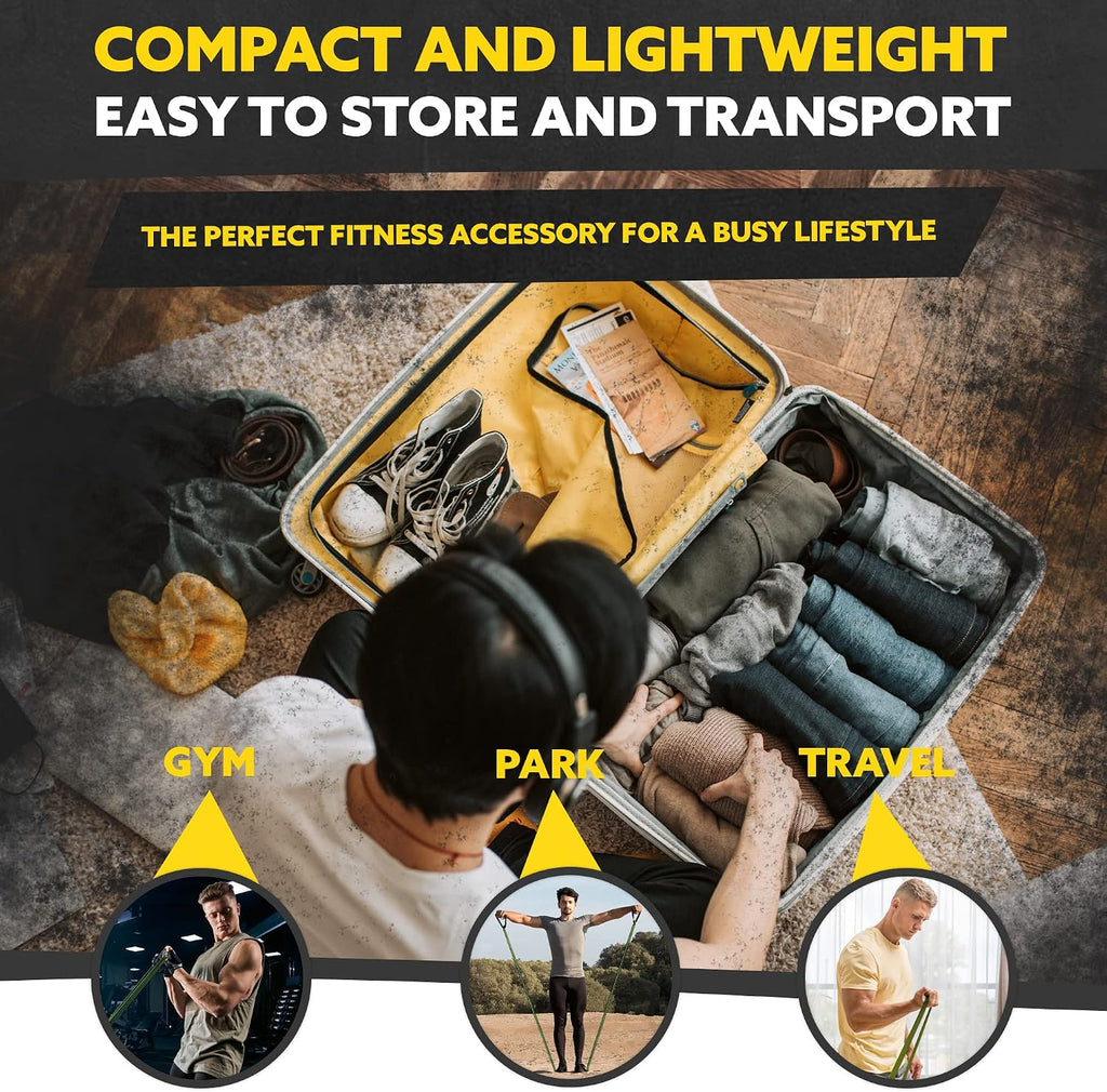 Tribe Lifting Bandas de resistencia para entrenar hombres y mujeres – Juego de 5 bandas de dominadas para entrenamiento de fuerza, bandas de ejercicio con asas, anclaje de puerta y opciones de barra