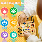 Tablero de actividades con interruptores de luz LED, juguetes Montessori para niños de 1, 2, 3 años, tablero de actividades sensoriales de madera para niños pequeños, juguetes de viaje para niños y niñas de 1 año o más, regalo de cumpleaños