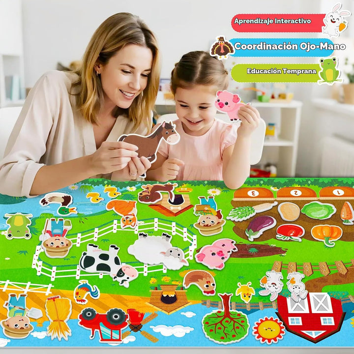 Conjunto de tablero de historia de fieltro de animales de granja, 3...