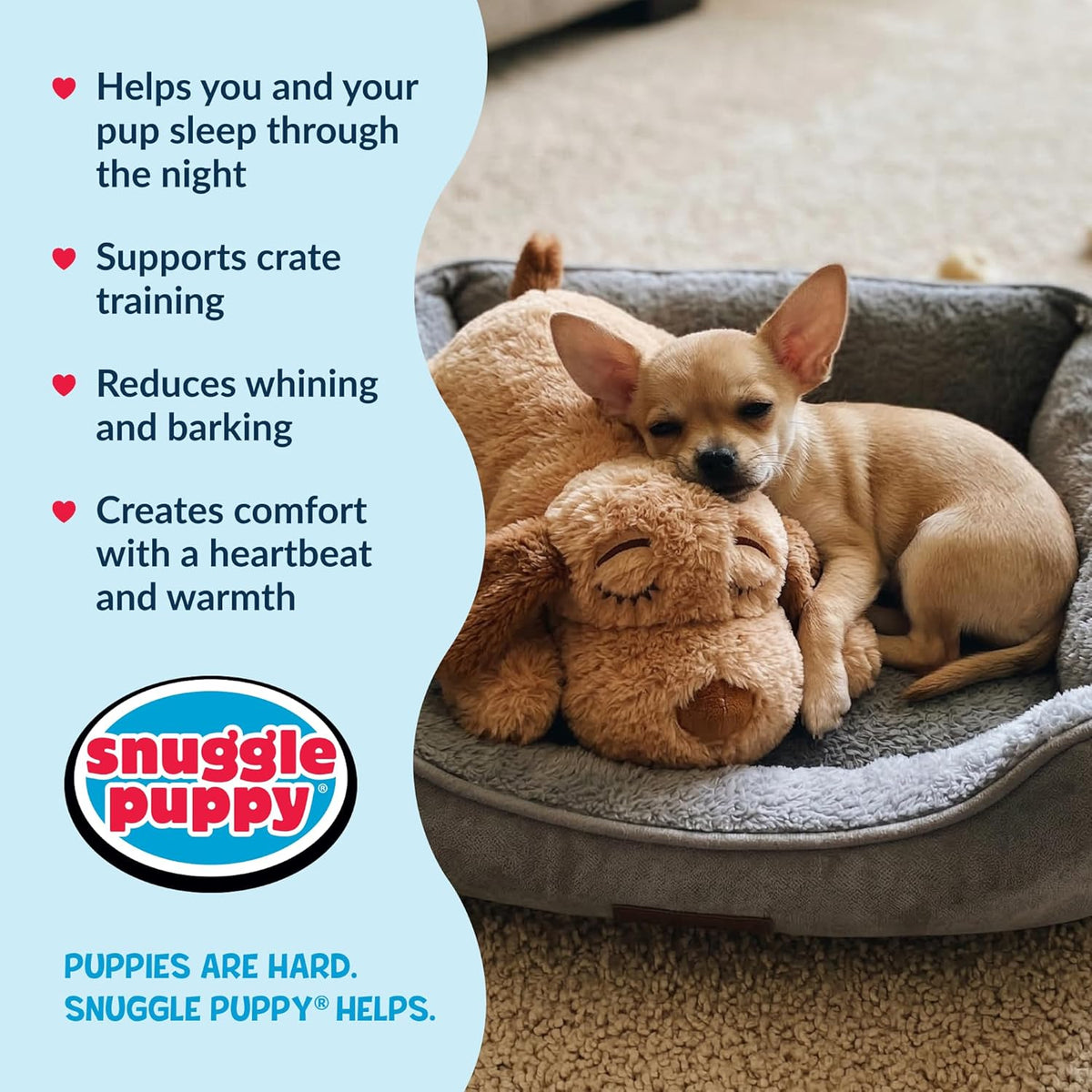 Snuggle Puppy Junior - Juguete de latido del corazón, comodidad relajante