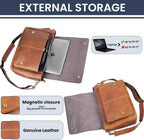 LEATHER VILLAGE Bolso Mensajero de Cuero Vintage–Morral Hecho a Mano de 15.5" para Hombres y Mujeres– Bolso de Hombro para Oficina, Viajes y Uso Diario