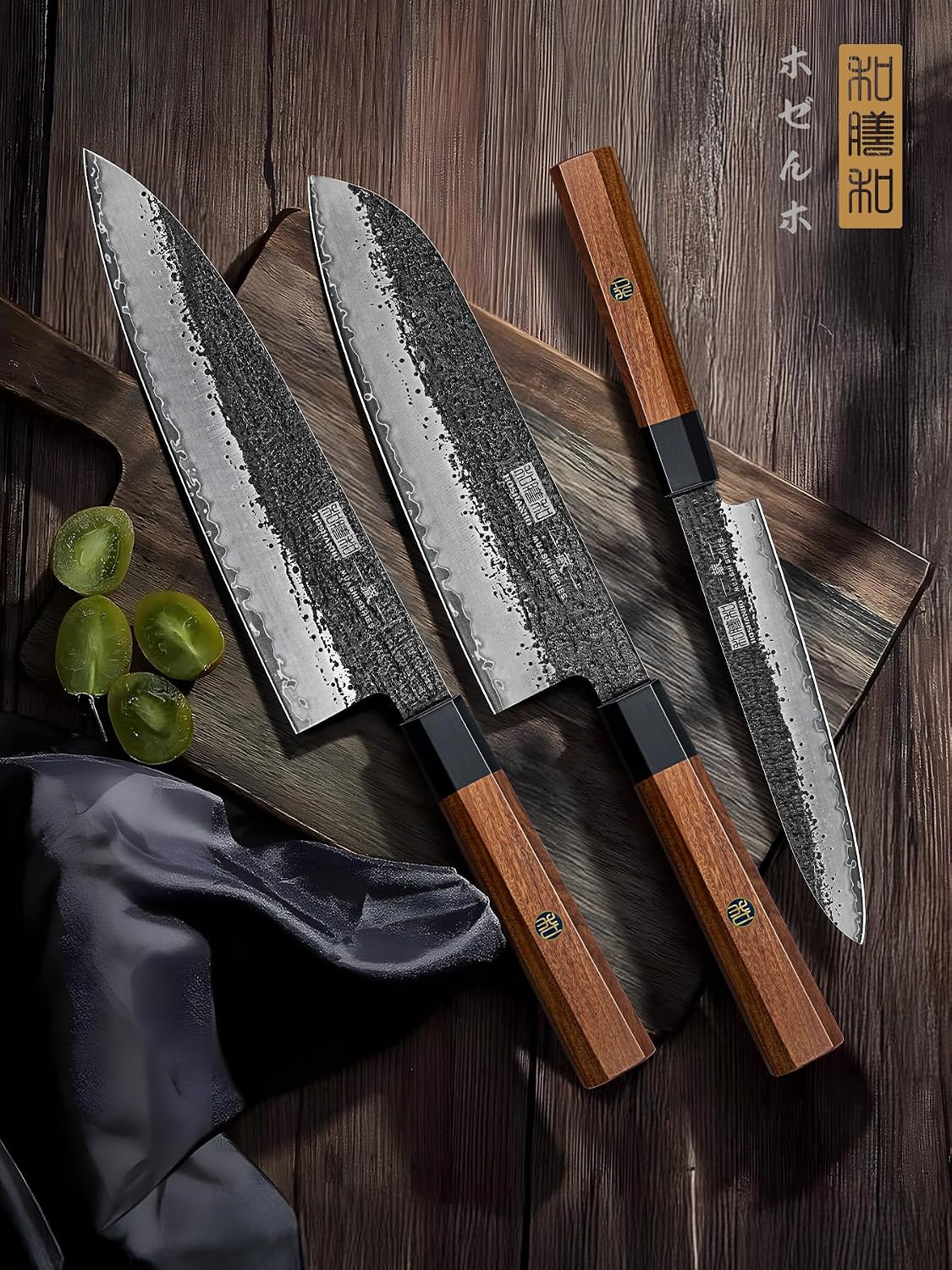 HOSHANHO - Juego de cuchillos de cocina japoneses, mango de palisandro