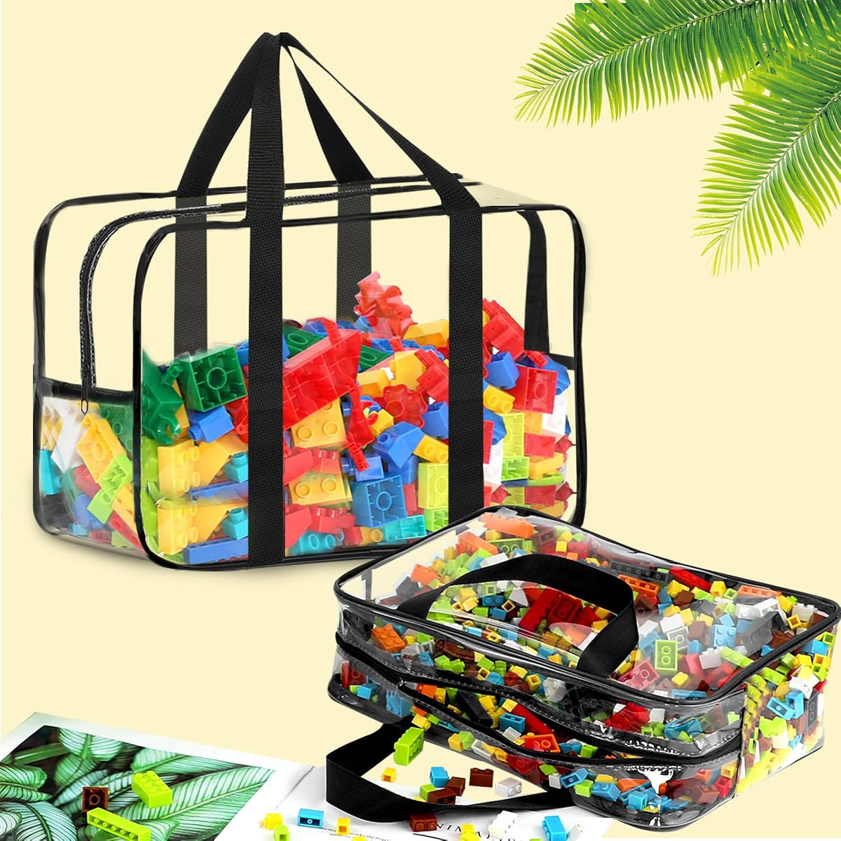 6 unidades Bolsas de almacenamiento de juguetes Grande, XL, XXL con etiquetas Organizador de juguetes transparente