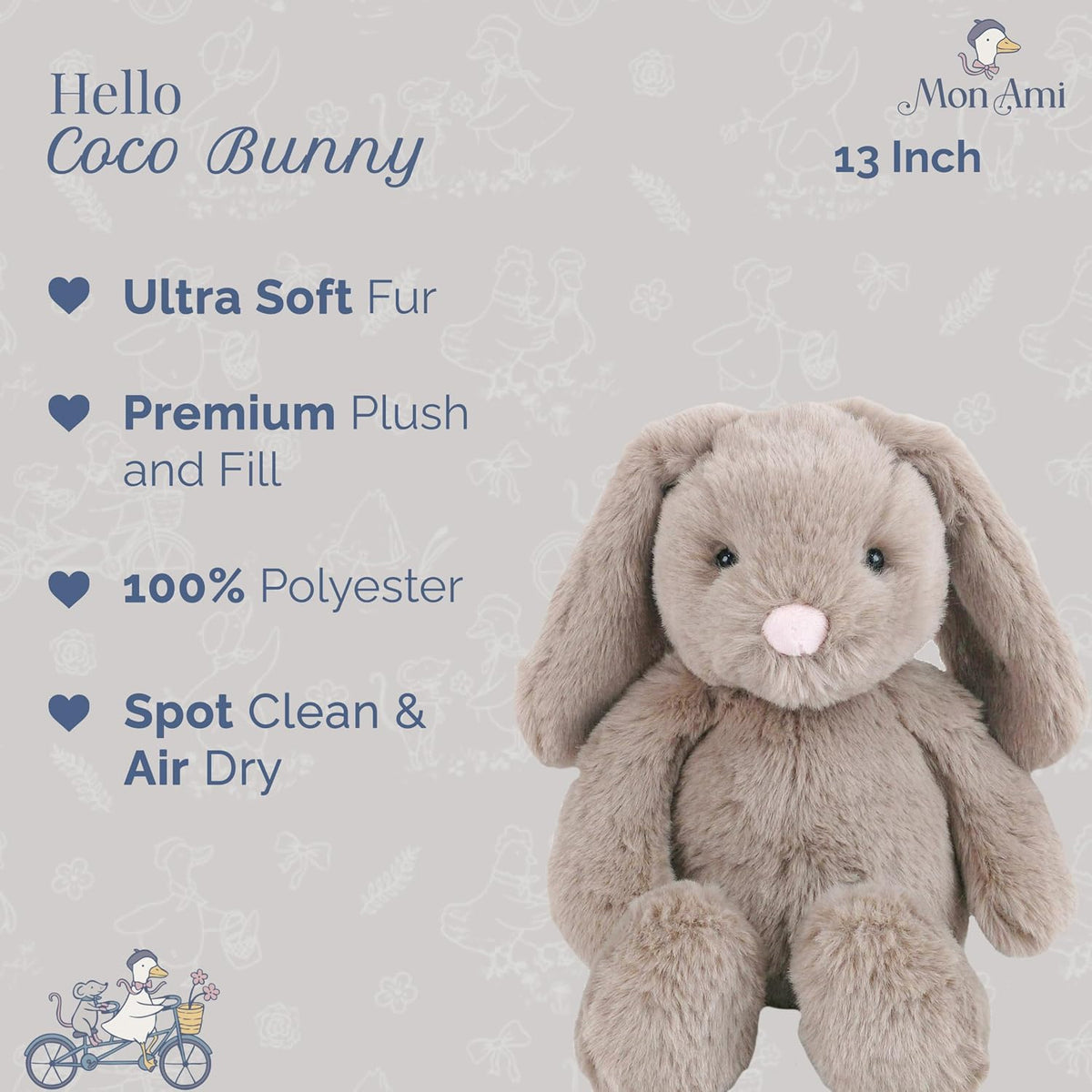 MON AMI Coco Bunny - Conejo de peluche de 13 pulgadas, conejo de Pascua