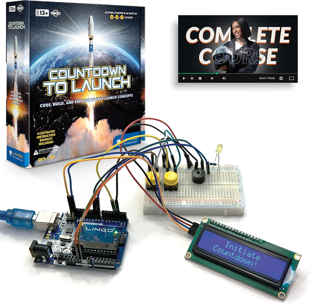 LINGO Cuenta regresiva para lanzar el kit de codificación STEM - Construye, codifica y explora conceptos de lanzamiento de cohetes - Kits de ciencia para mayores de 13 años para cumpleaños y vacaciones