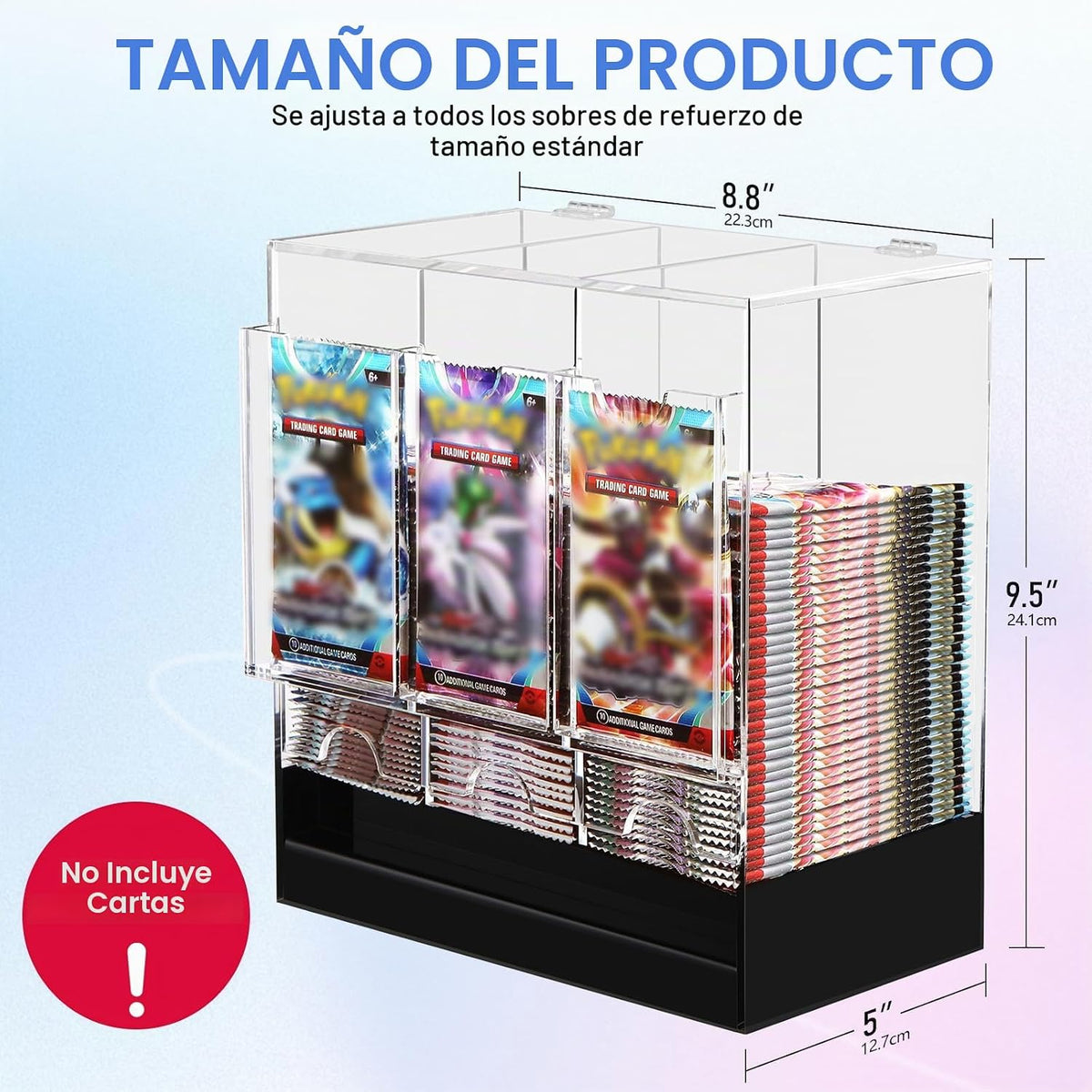 CHEPULA Dispensador de 3 ranuras, dispensador de tarjetas, caja de refuerzo acrílica para tarjetas intercambiables/paquetes de refuerzo deportivos (apertura de la tapa superior)