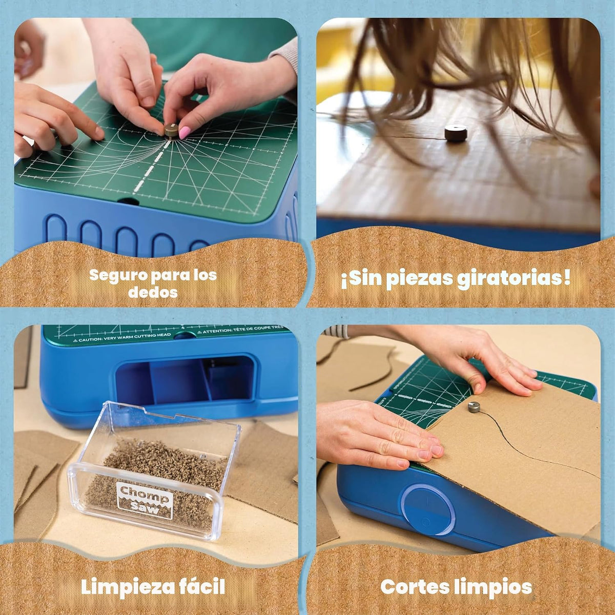 Chompshop Maker Bundle – Sierra ChompSaw segura para niños con juego de accesorios de mesa y libro de trabajo del inventor | Kit de construcción de cartón STEM & STEAM para niños y niñas a partir de 8 años