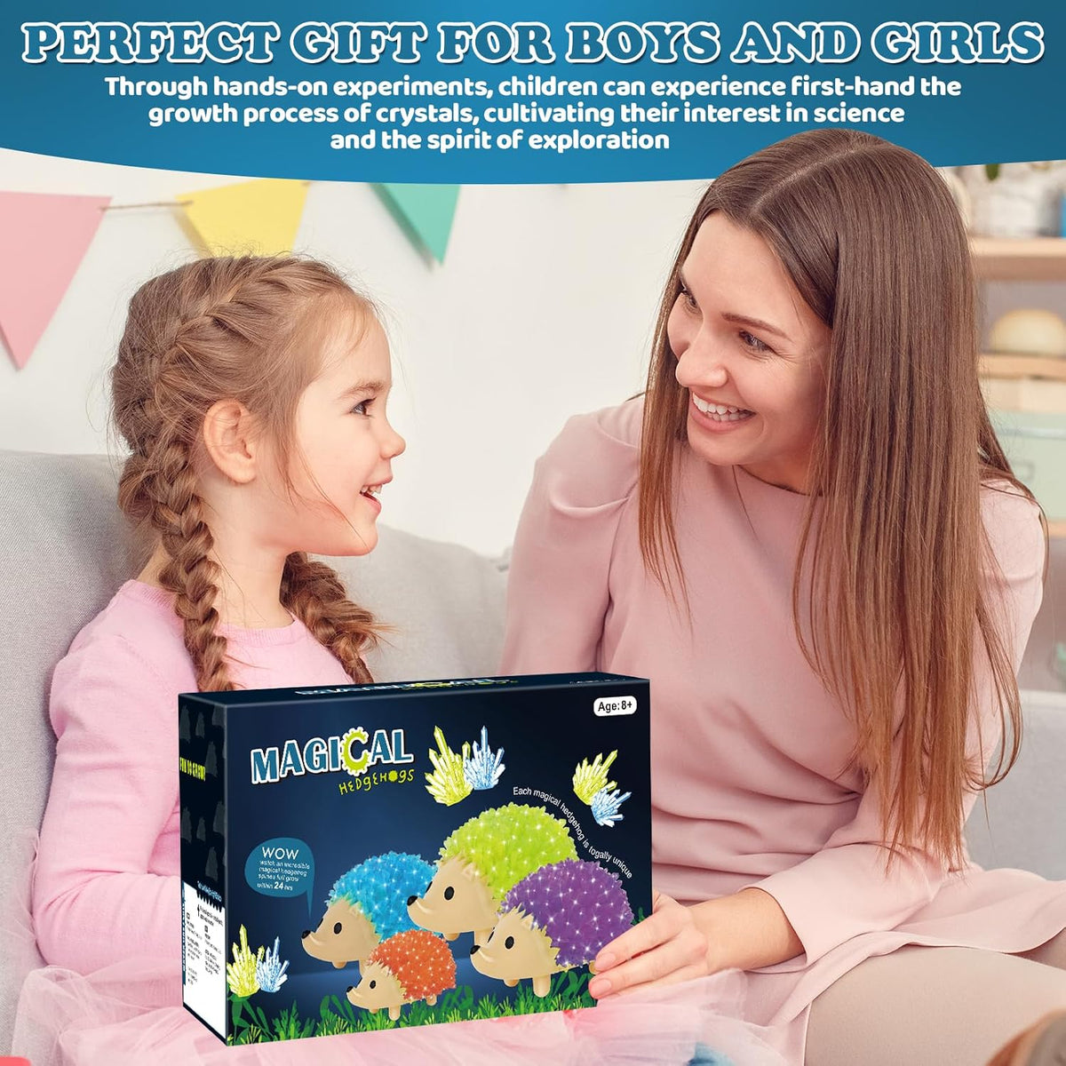 sdaymol Kit de cultivo de cristal para niños, 4 colores de erizo para crecer rápidamente (24 horas), experimentos científicos y juguetes educativos, kits de ciencia para niños de 8 a 12 años, regalos