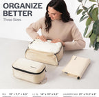 Cubos de embalaje de compresión ultraligeros, organizadores de viaje ligeros para maletas y equipaje, Beige