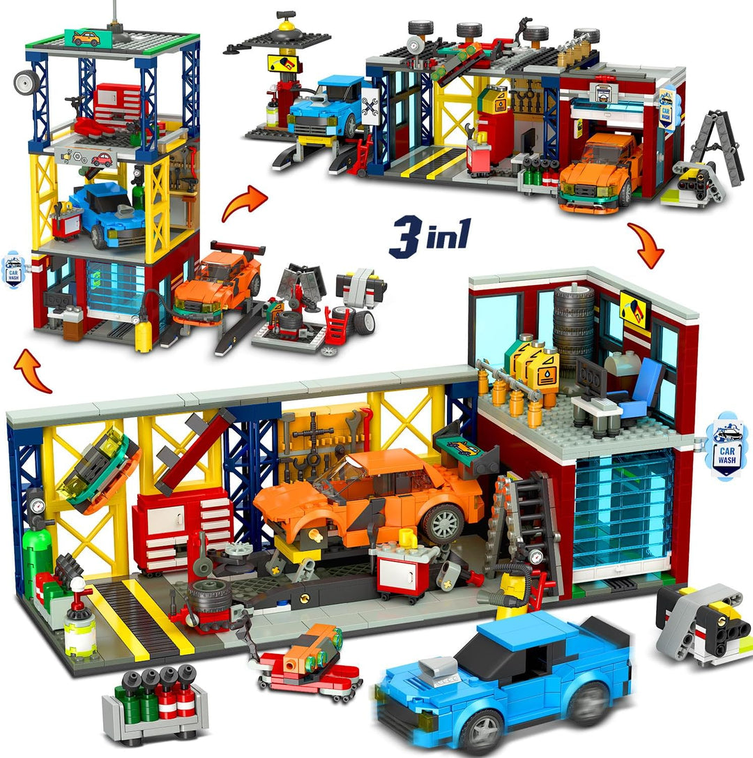 HOGOKIDS Juego de construcción de garaje de coche de