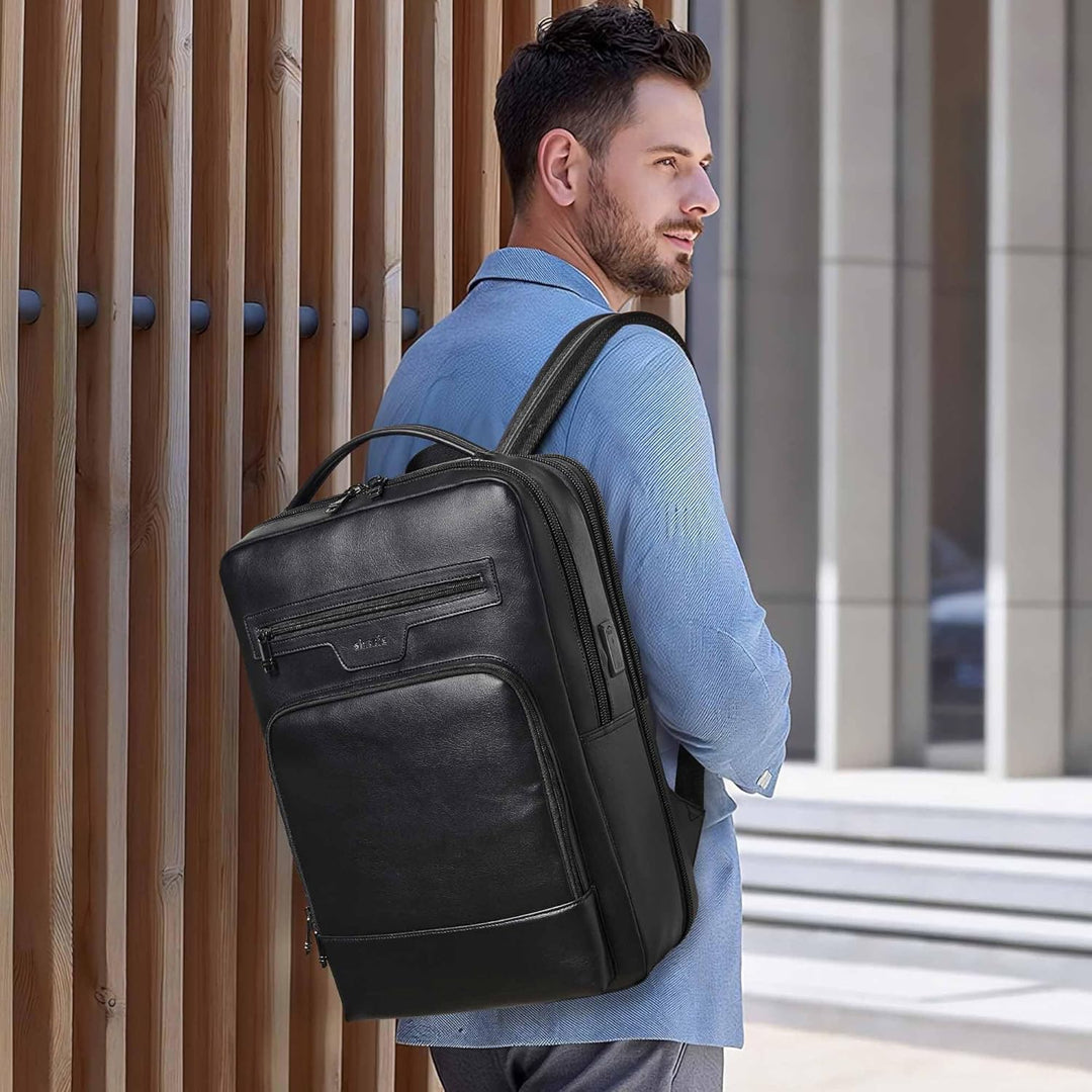 Mochila de cuero Shrrie para laptop para mujeres y hombres, mochila...