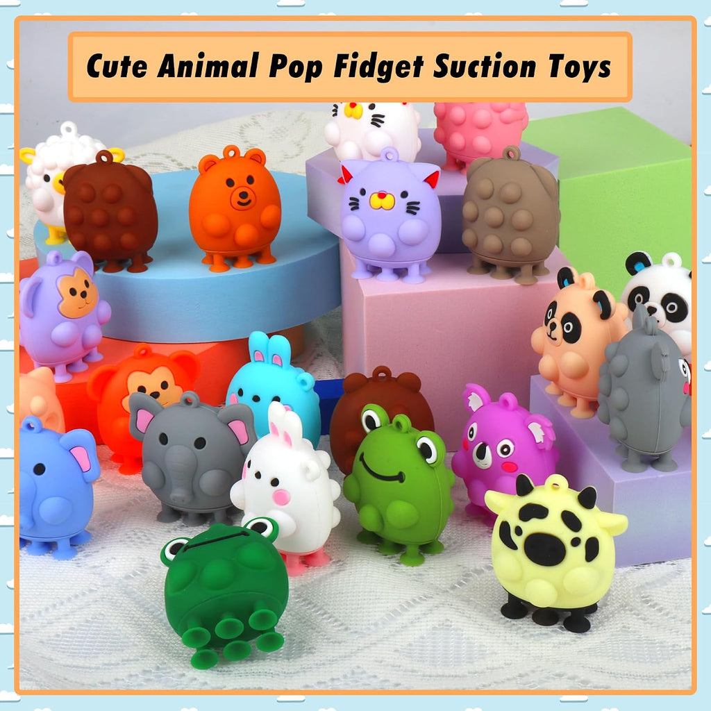 24 piezas de favores de fiesta para niños, juguetes pop de animales en 3D, rellenos para bolsas de dulces para niños, rellenos de piñata, premios de carnaval, juguetes fidget a granel, premio