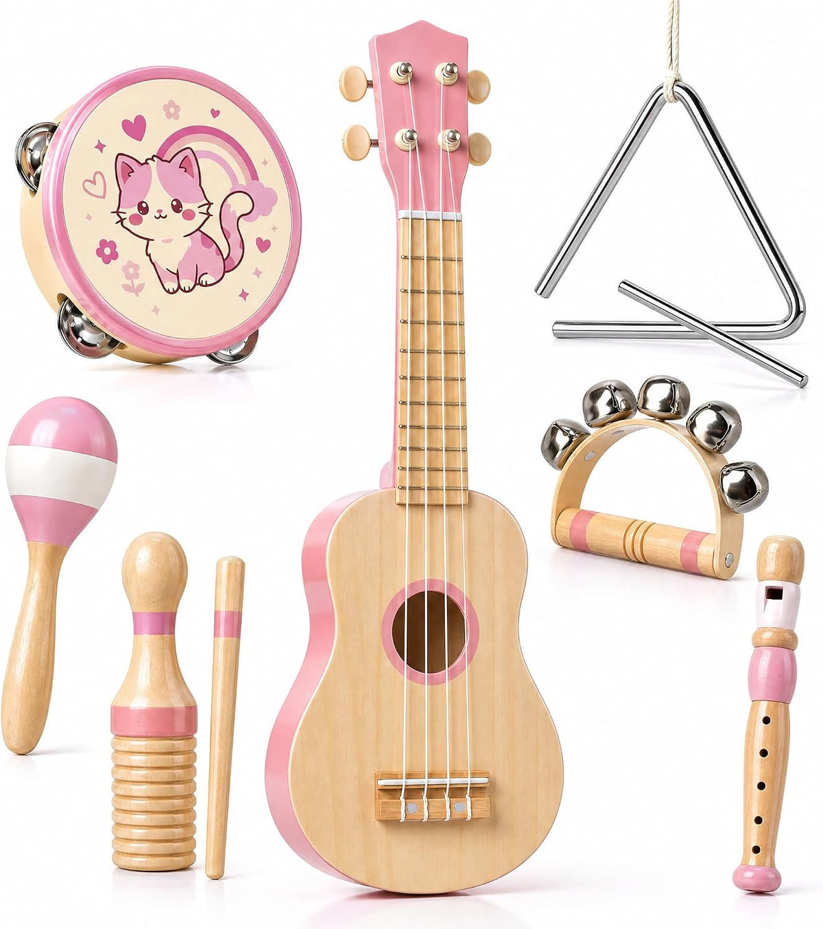 Instrumentos musicales para niños, juego de ukelele 7 en 1 para