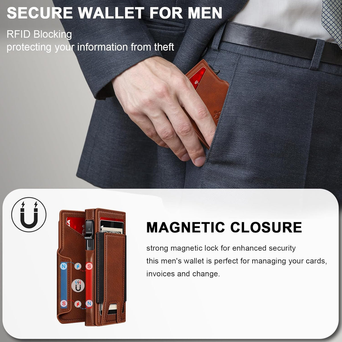 Cartera SEMORID para hombres con soporte para tarjetas de crédito d...