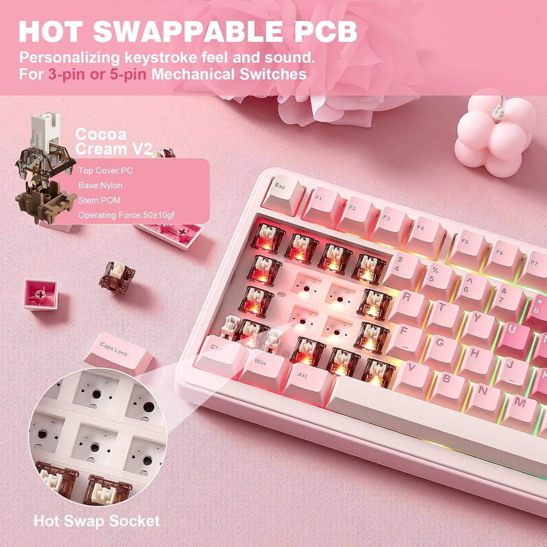 YUNZII B75 PRO Teclado mecánico inalámbrico, diseño 75% con perilla...