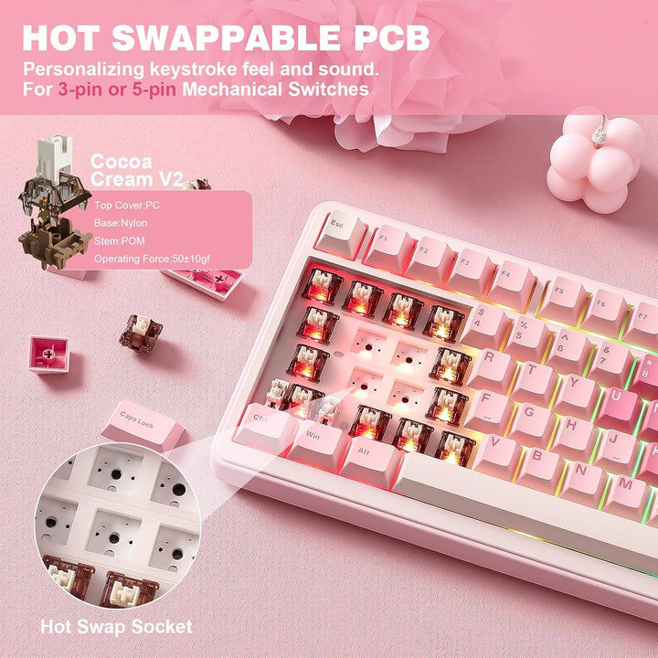 YUNZII B75 PRO Teclado mecánico inalámbrico, diseño 75% con perilla...