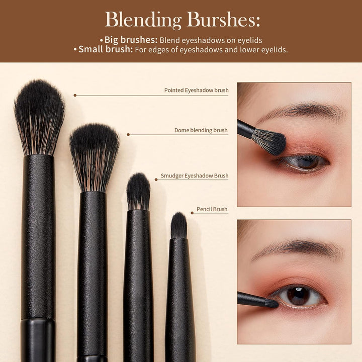 Jessup Juego de Brochas para Sombra de Ojos, 10 Piezas Brochas de M...