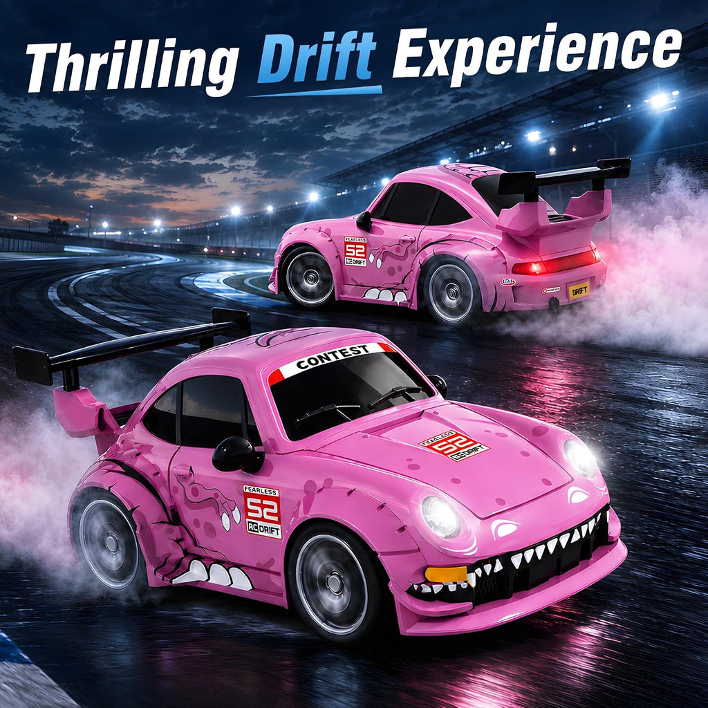 1:24 RC Drift Car 4WD Coche de carreras de alta velocidad con luces LED y 2