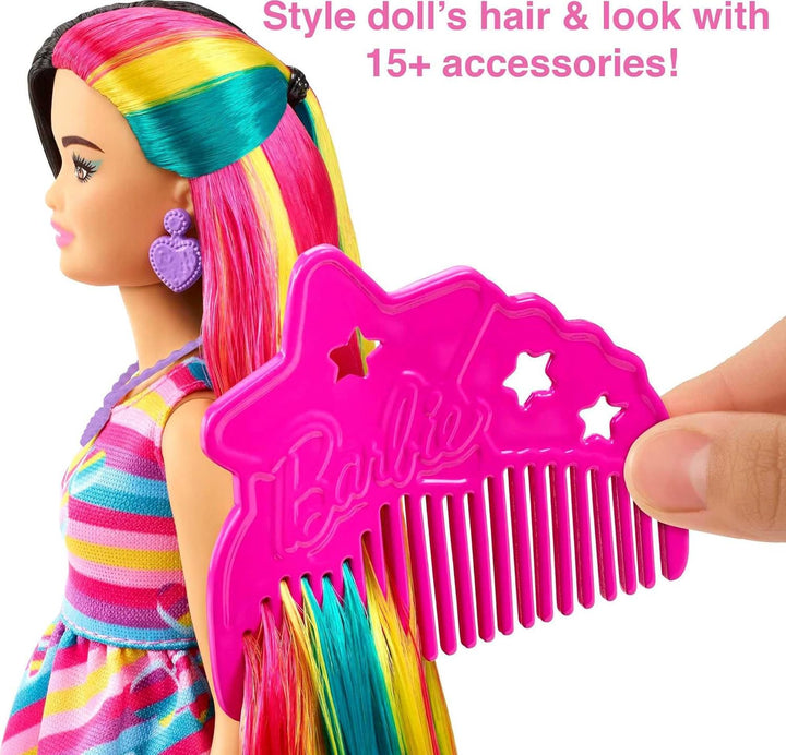 Barbie Muñeca Totally Hair, temática de corazón con cabello de fant...