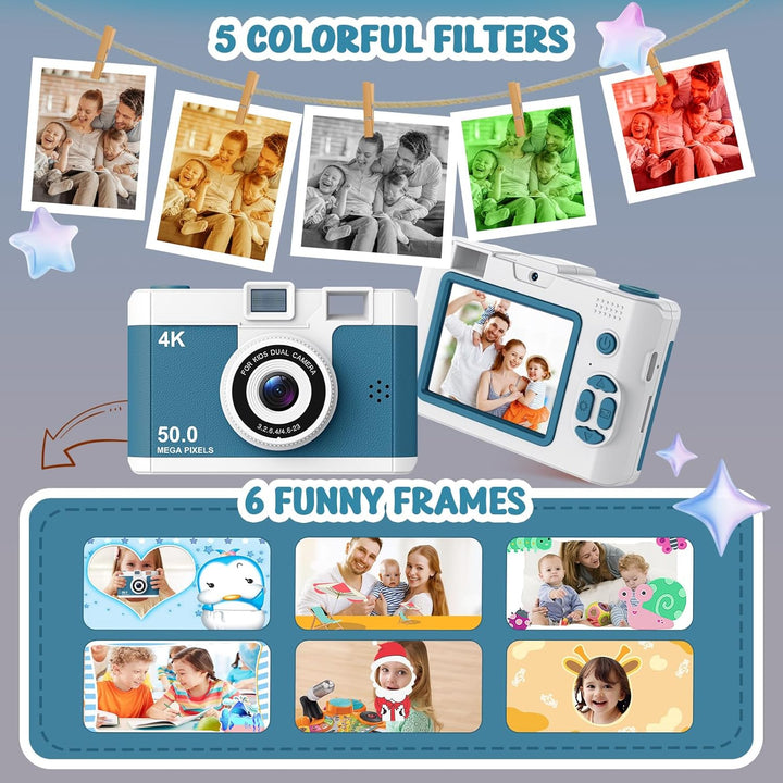 Cámara infantil de 50.0 megapíxeles para niños de 5 a 13 años con W...