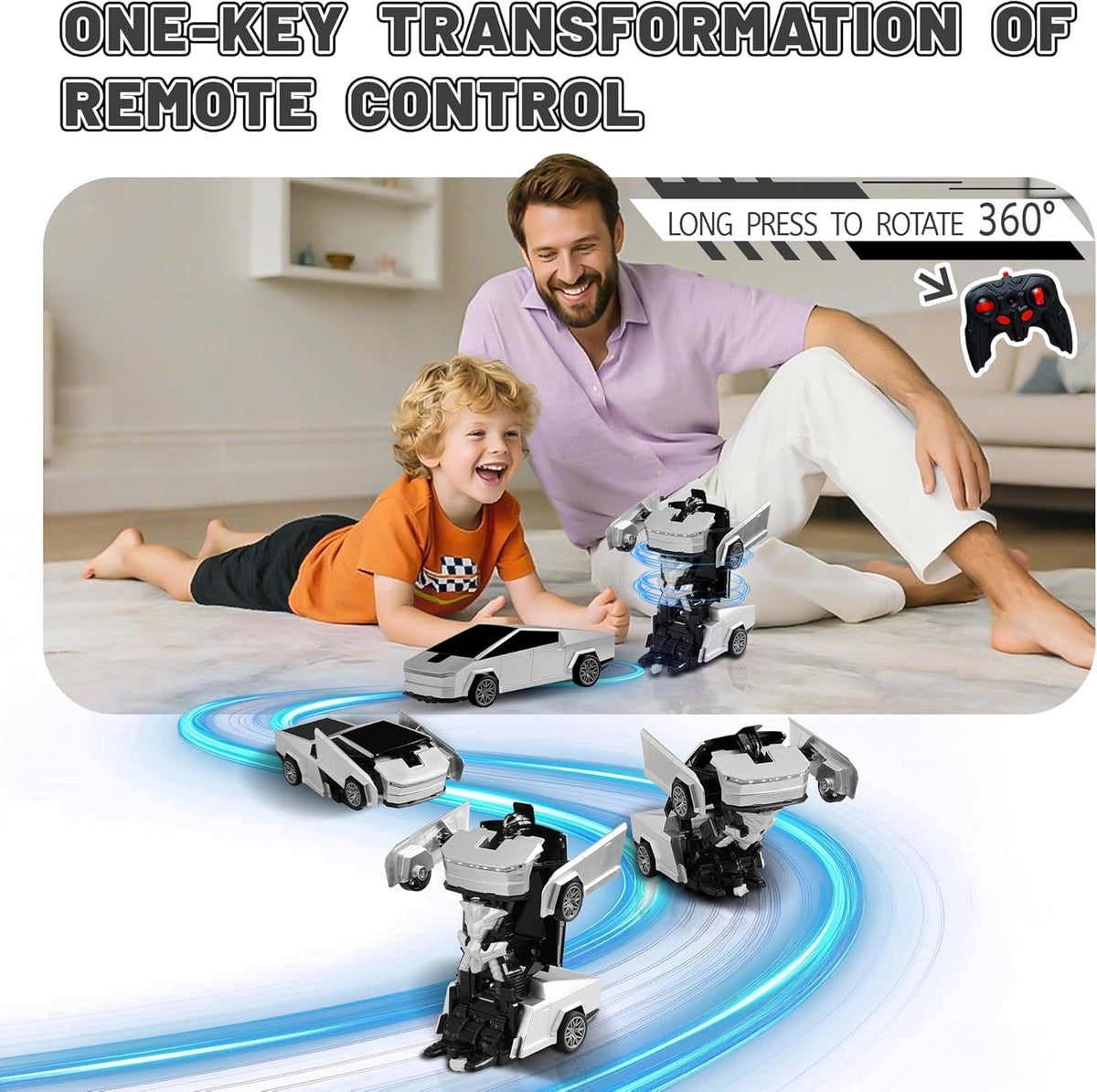 SANGQAOFU Coche de Control Remoto Juguetes Coches Transformadores I...