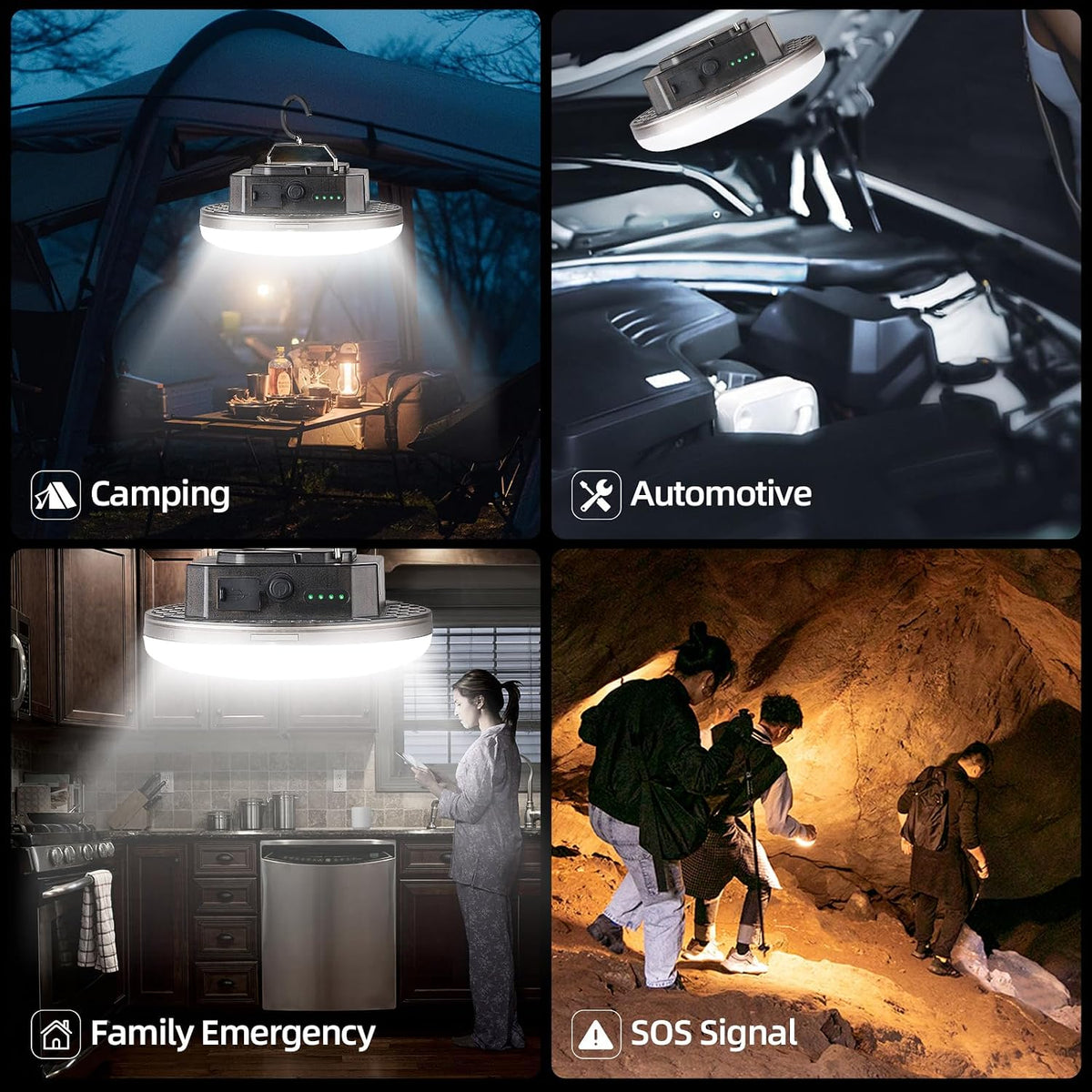 Lámpara Linternas de camping LED transparentes portátiles recargables, luz impermeable para exteriores con 5000 lm, linternas colgantes súper brillantes para carpas, toldos y emergencias al aire libre