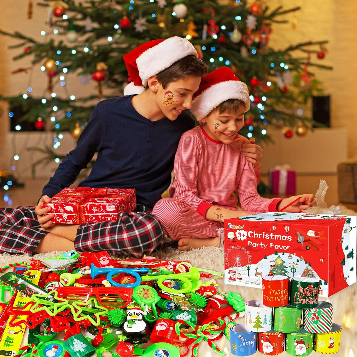 200 piezas de surtido de juguetes de recuerdos de fiesta de Navidad para niños, rellenos de calcetines, regalos de fiesta de cumpleaños, premios de carnaval, rellenos de bolsas de regalo, rellenos de